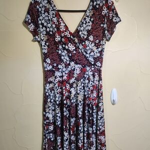 Kaileigh Floral Wrap Dress - Red, White, Black